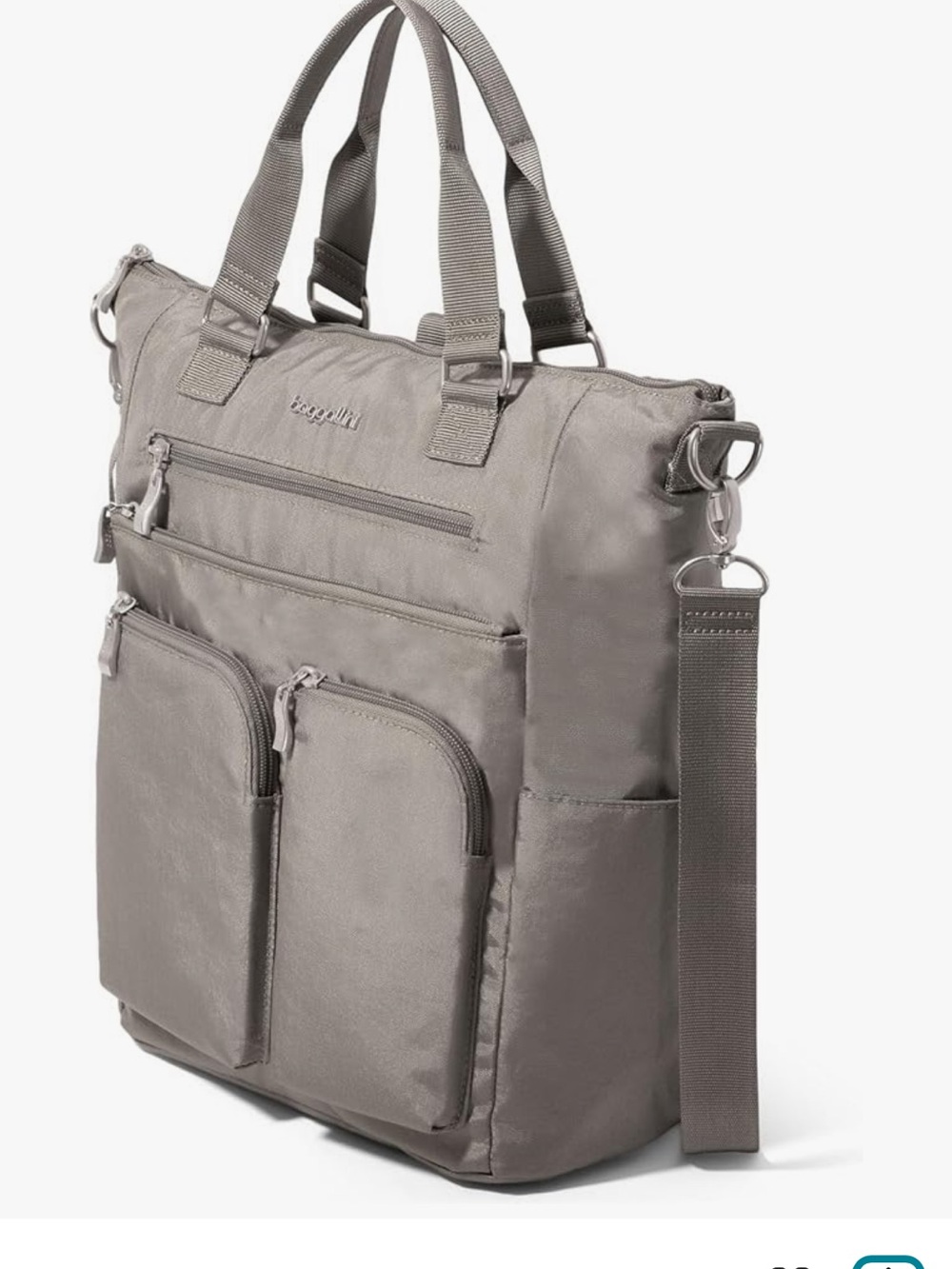 NWT Baggallini All Set 3 in 1 convertible crossbody tote backpack in silver gray - Picture 4 of 13